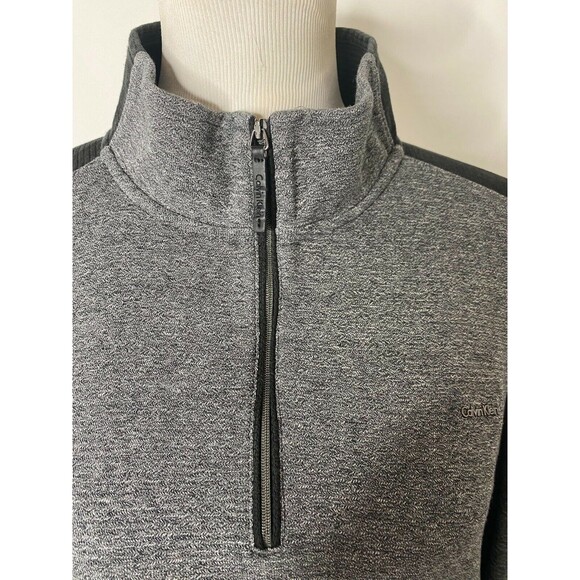 Calvin Klein Men's Sweatshirt Grey and Black 1/4 Zip High Neck Size Large - Picture 3 of 9